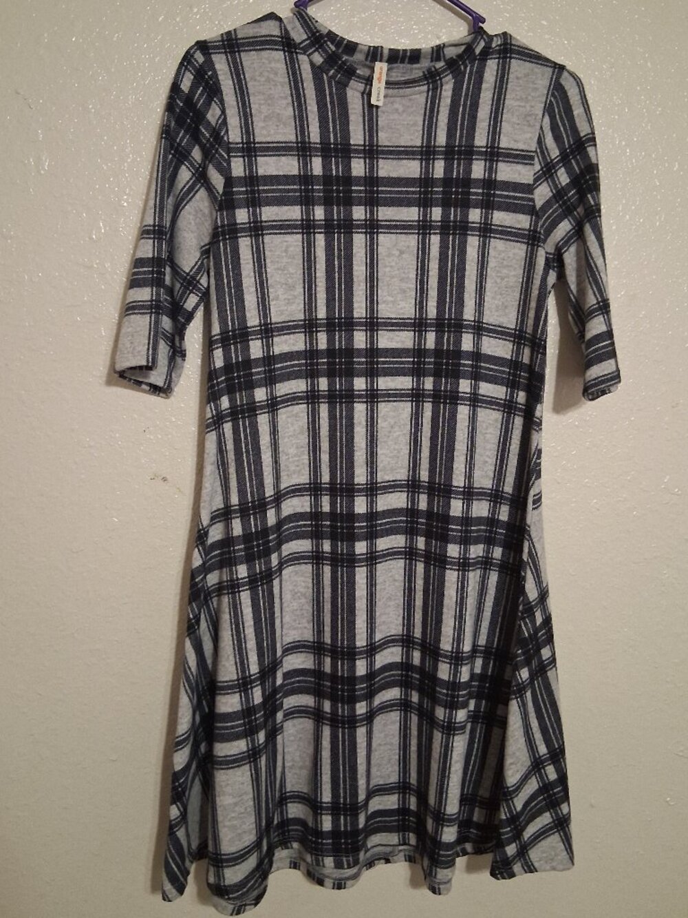 Black And Gray Plaid Dress